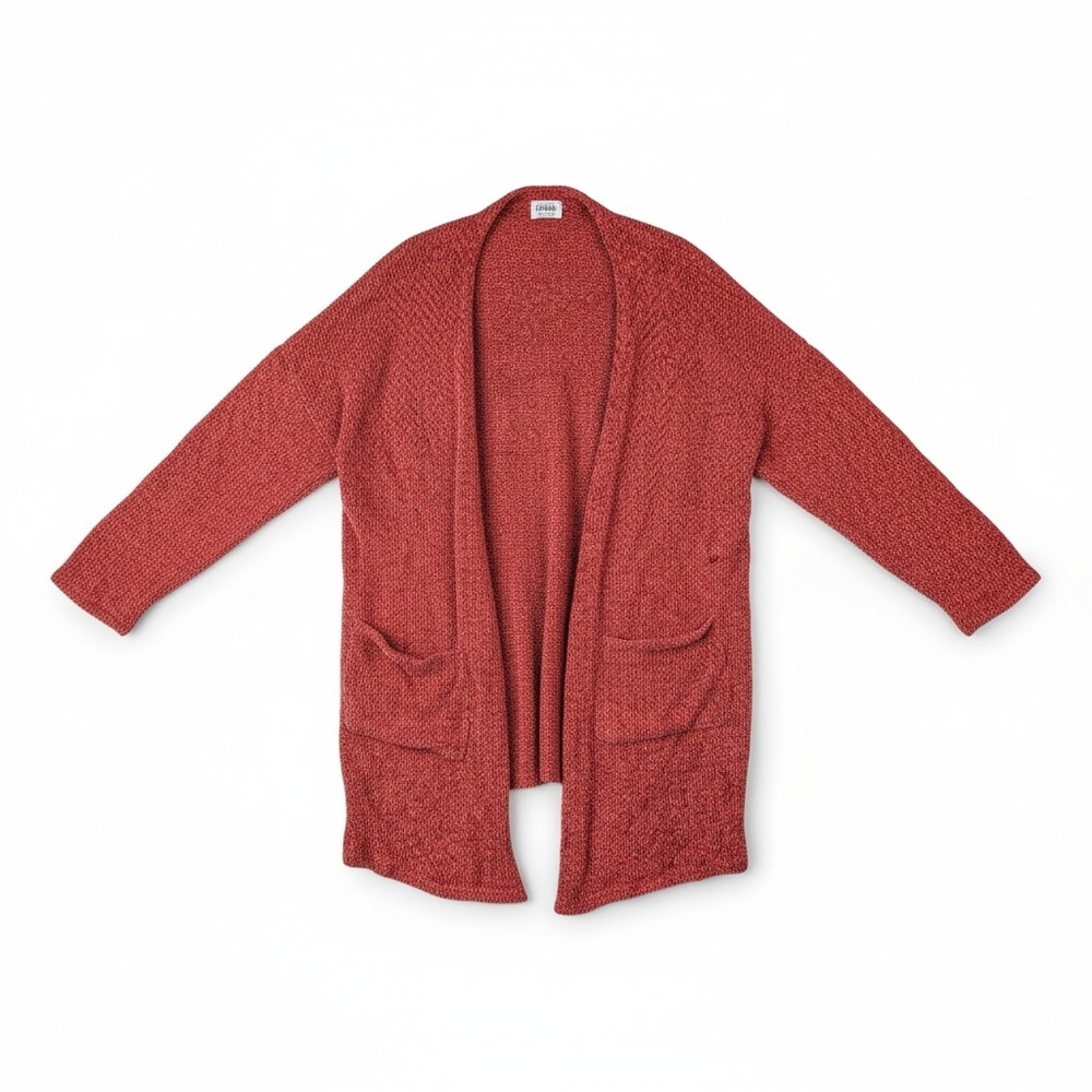 Texas True Threads Red Marled Open Front Cardigan Womens Large Draped Pockets